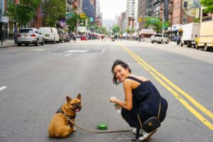 A woman and her dog in New York