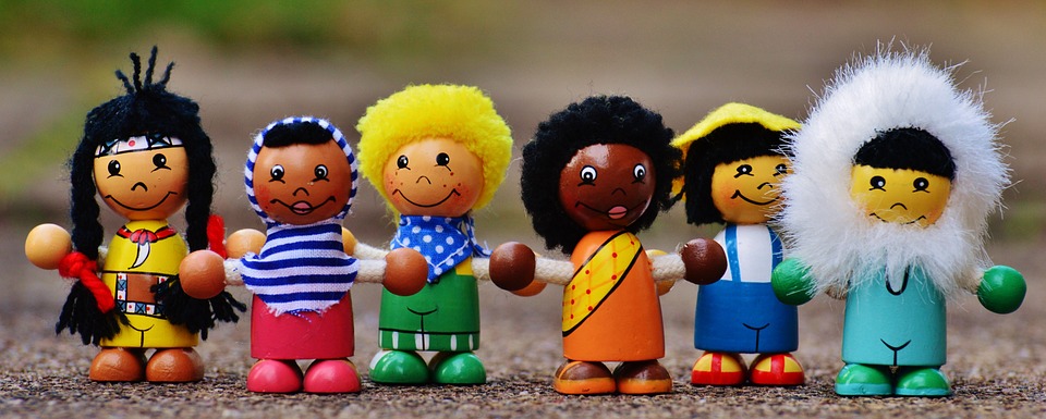 Miniature dolls representing different nationalities.